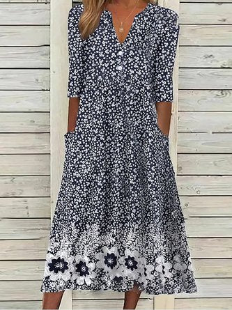 Casual Floral Short Sleeve Woven Dress MMr52