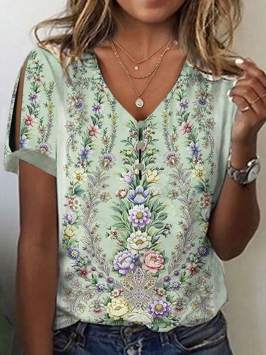 Summer Floral Casual Loose T-Shirt AA24