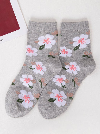 Vintage Floral Cotton Socks Everyday Casual Accessories VT53