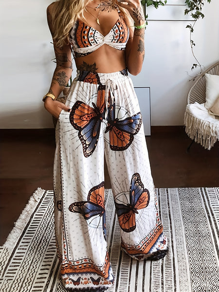 Boho Butterfly Print Two-piece Set DJ2574 Furdela