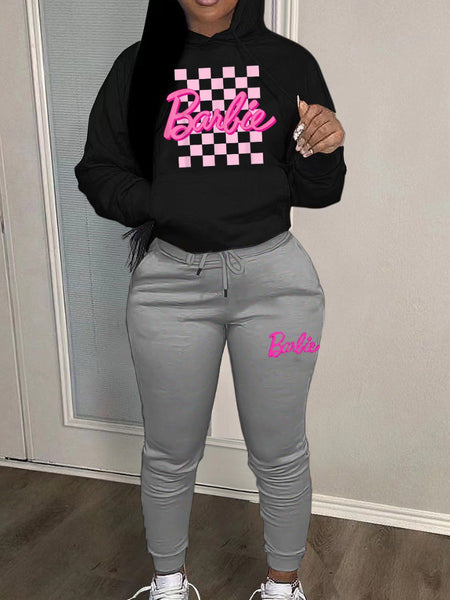 Butterfly Letter Print Kangaroo Pocket Tracksuit Set AR3037