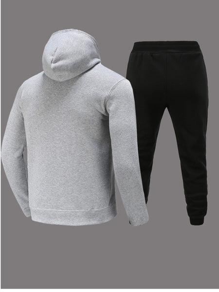 Figure Letter Print Kangaroo Pocket Tracksuit Set AR5064