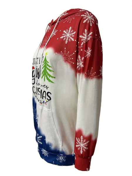 Christmas Tree Print Drawstring Hoodie LK9176 Furdela