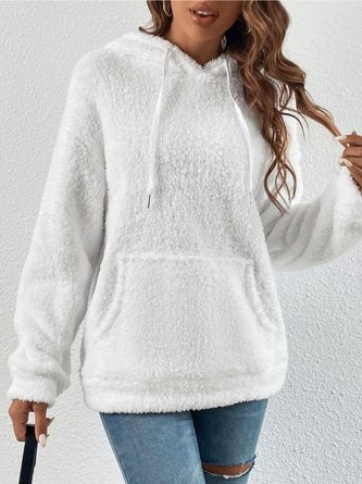 Casual Long sleeve Hoodie Fluff/Granular Fleece Fabric Plain Sweatshirt QAL58