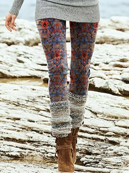 Women&#x27;s Blastic Band Ethnic Vintage Leggings  WK112