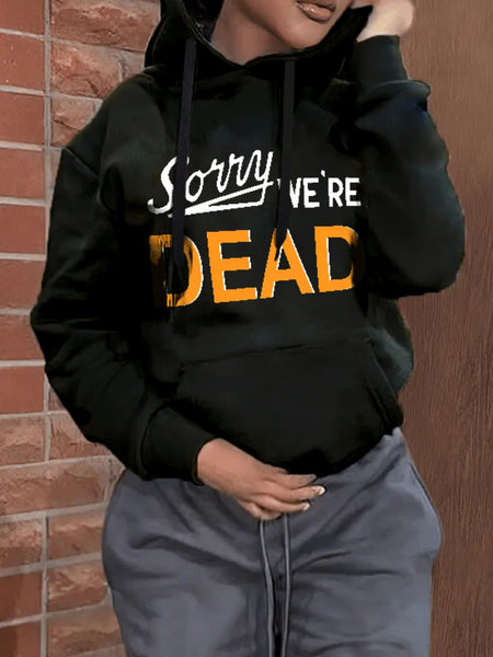 Letter Print Kangaroo Pocket Hoodie BO309