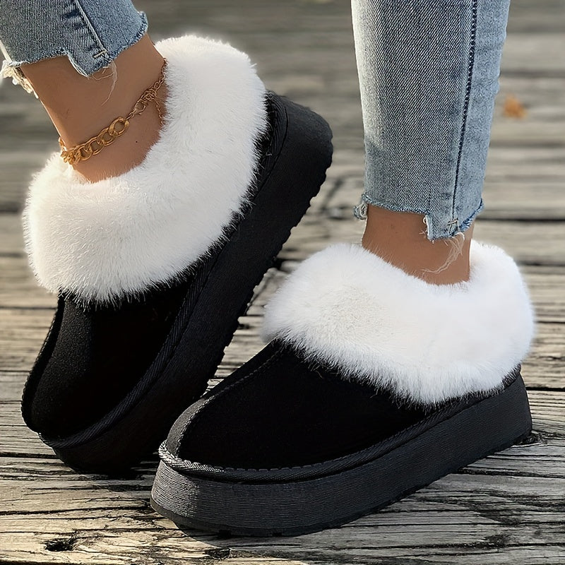 Fall Aesthetic Thermal Plush Lined Furry Snow Boots RG6710 Furdela