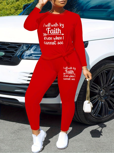 Letter Print Casual Two-piece Set TF8521 Furdela