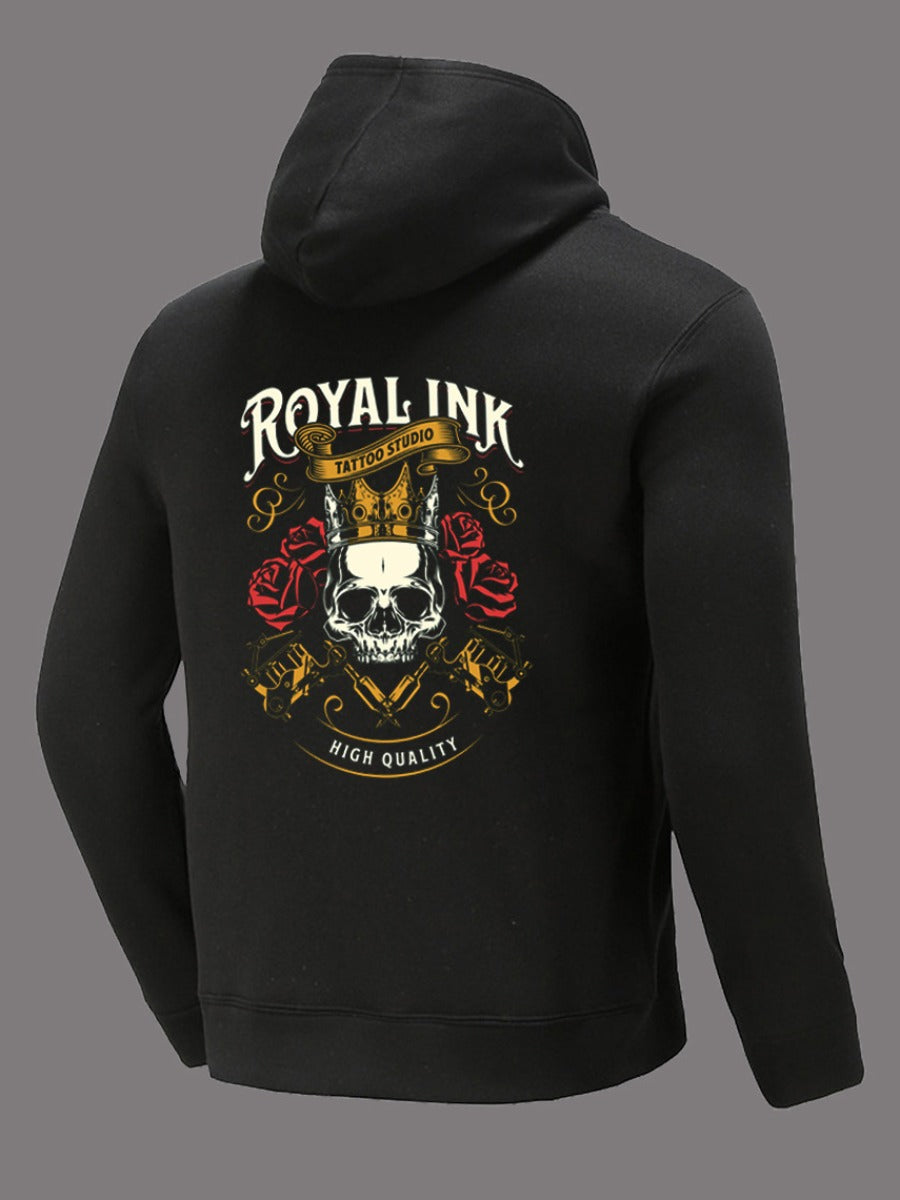 Men Skull Head Print Kangaroo Pocket Hoodie AT907