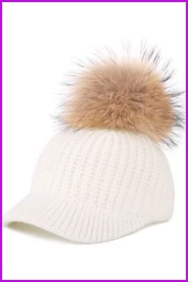 Big Faux Raccoon Fur Pompoms Baseball Caps - Furdela