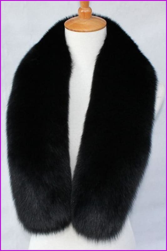 Black Fox Fur Collar Scarf - Furdela