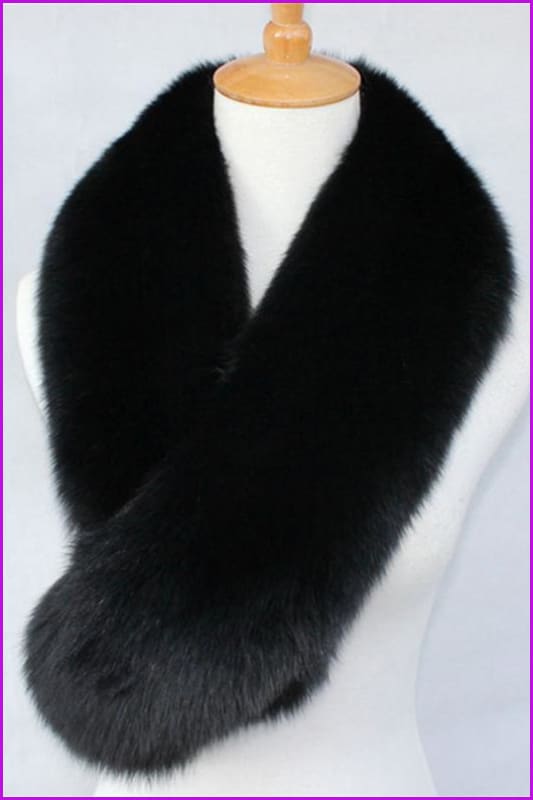 Black Fox Fur Collar Scarf - Furdela