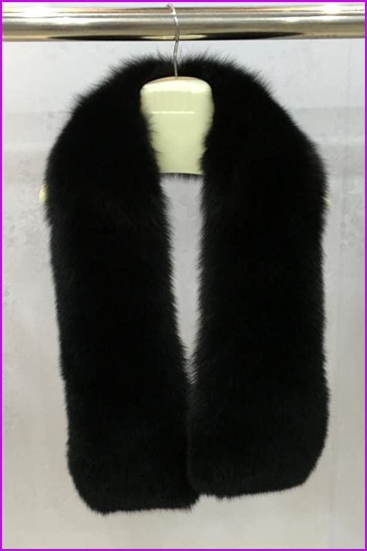 Black Fox Fur Collar Scarf - Furdela