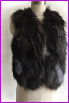 Black Fox Fur Gilet 50cm - Furdela