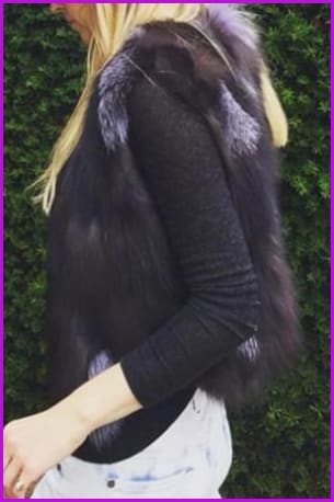 Black Fox Fur Gilet 50cm - Furdela