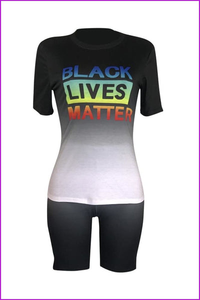 Black Lives Matter Colorful Shirt and Shorts Set DE218 - Furdela