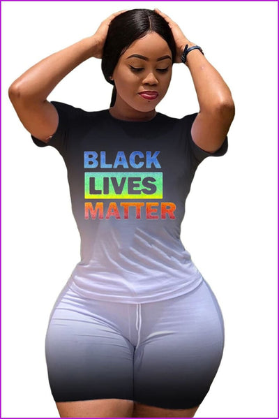 Black Lives Matter Colorful Shirt and Shorts Set DE218 - Furdela