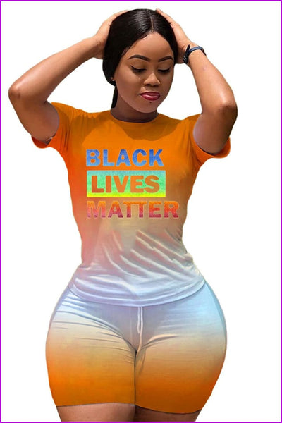 Black Lives Matter Colorful Shirt and Shorts Set DE218 - Furdela
