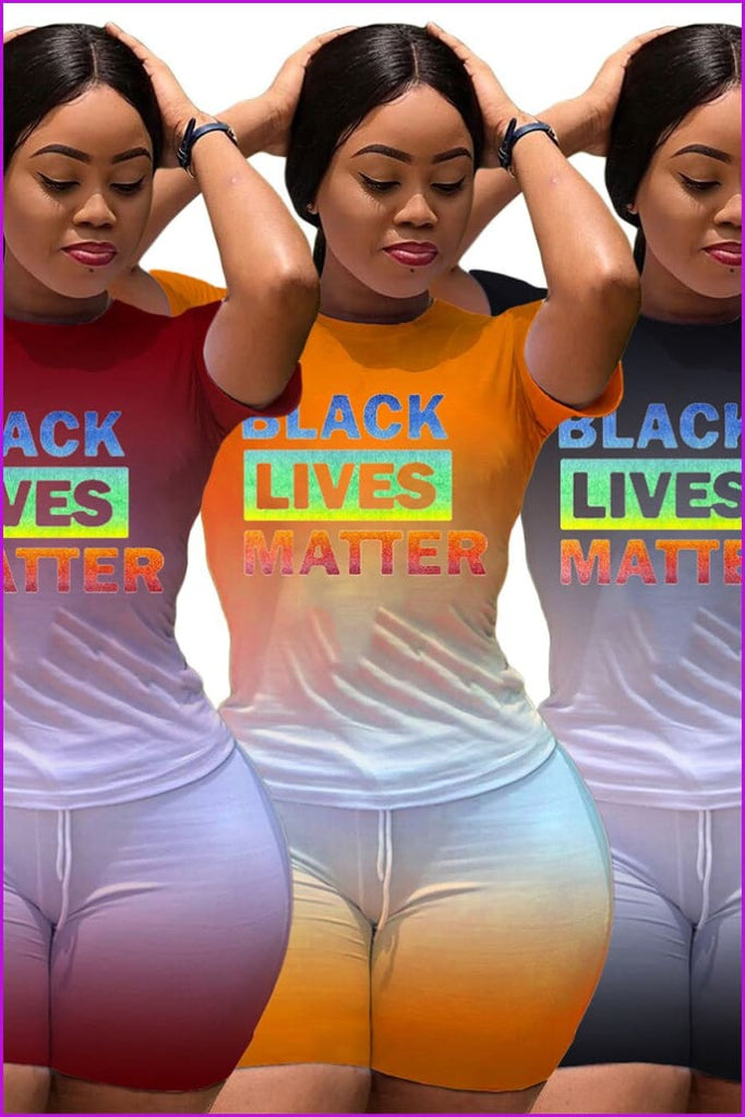Black Lives Matter Colorful Shirt and Shorts Set DE218 - Furdela