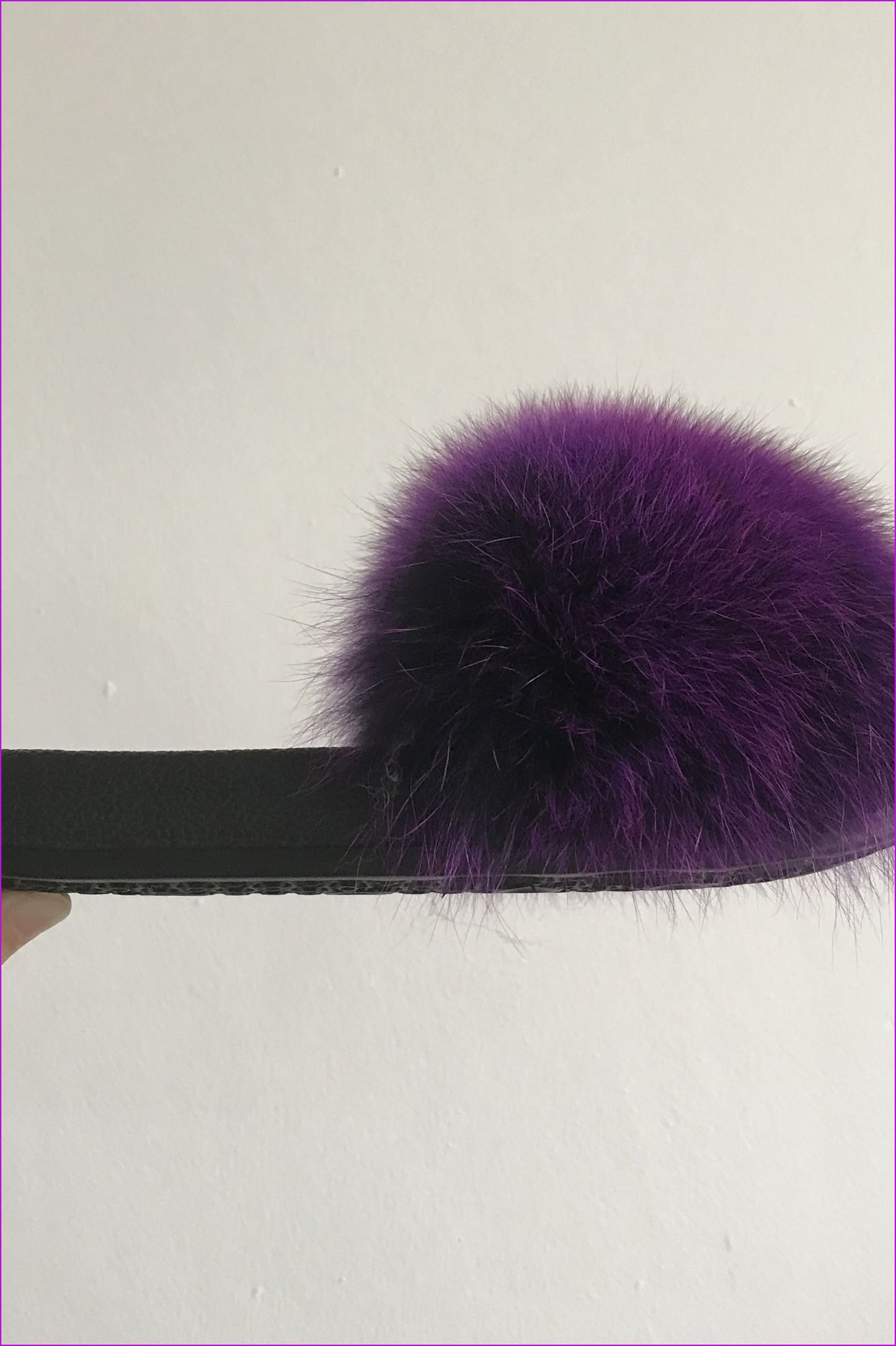 Black Mixed Purple Fox Full-Pelt Fur Sliders DF003 - Furdela