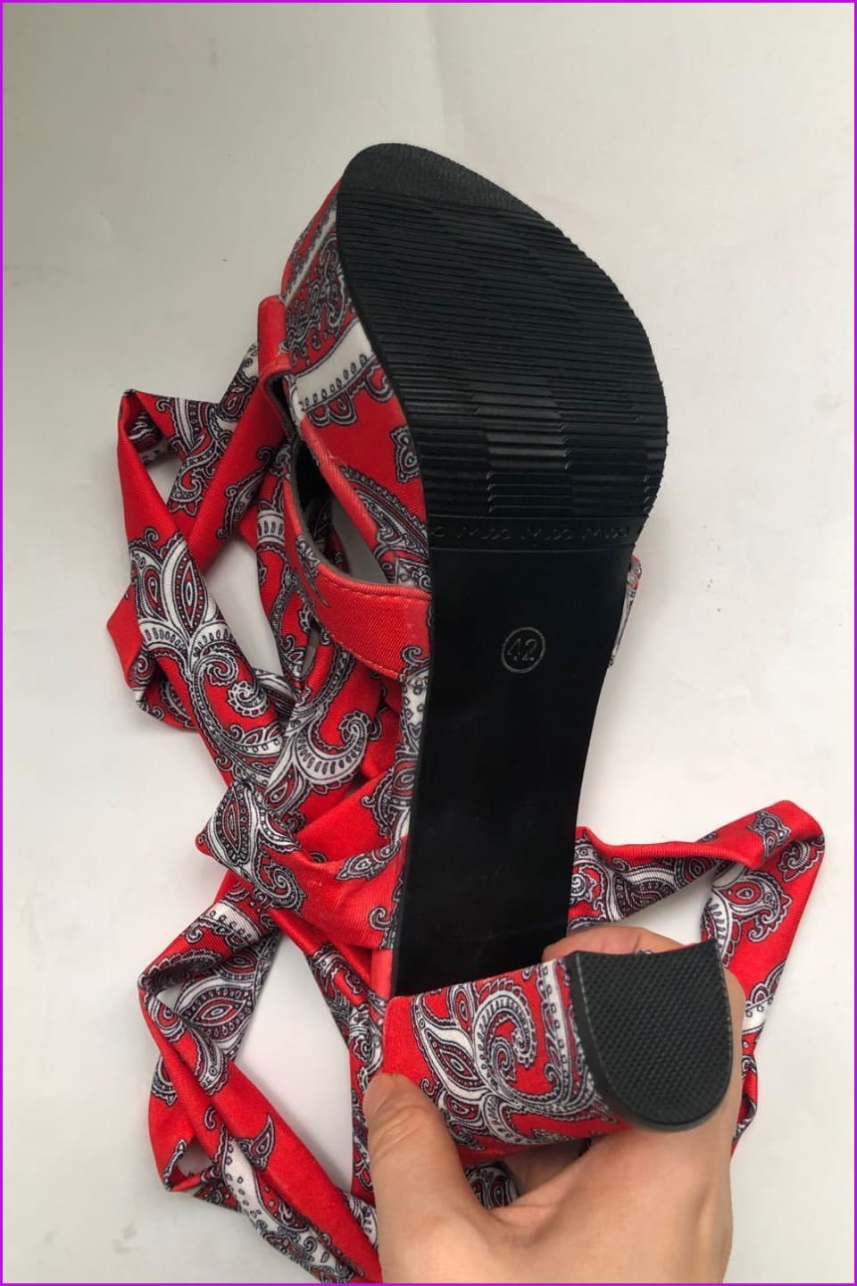 Black/Blue/Red Bandage Platform Heels Sandals F481 - Furdela