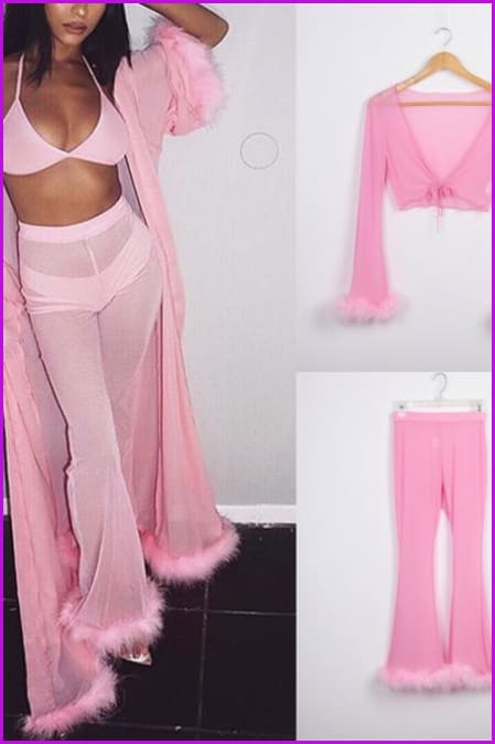 Black/Pink/White Sweet Fluffy Tulle Top/Pants Set F154 - Furdela