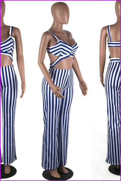 Black/Red/Blue Stripes Bow Jumpsuit F109 - Furdela