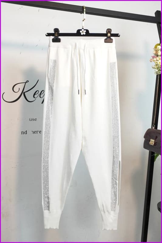 Black/White Bling Open Hole Pants F121 - Furdela