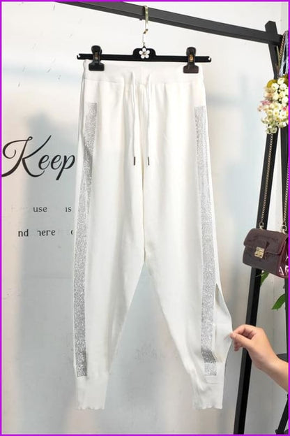 Black/White Bling Open Hole Pants F121 - Furdela