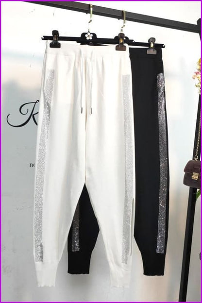 Black/White Bling Open Hole Pants F121 - Furdela