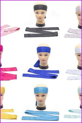 Blank No Logo Satin Hair Silk Head Wrap Tie - Furdela