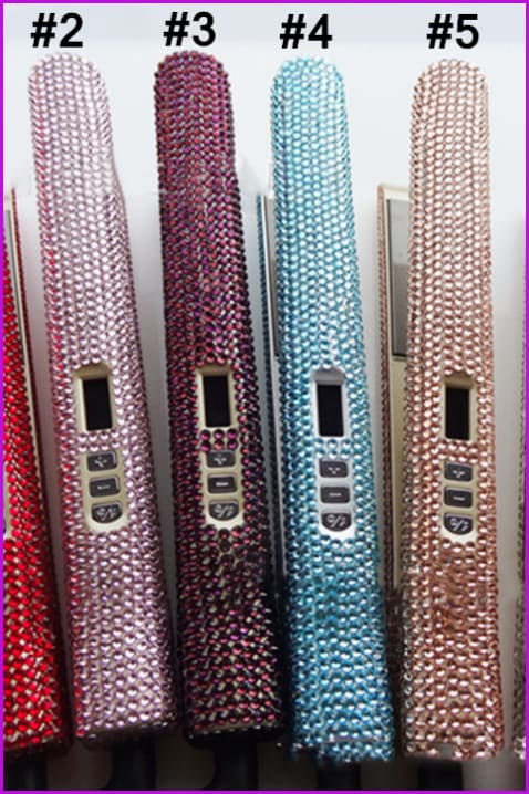 Bling Flat Hair Iron Straighter with AB Crystal Handmade Bling Rhinestone F039 - Furdela