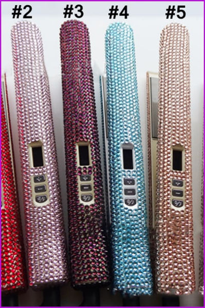 Bling Flat Hair Iron Straighter with AB Crystal Handmade Bling Rhinestone F039 - Furdela