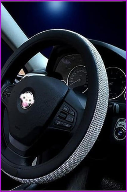 Bling Bling Full Sparkly Rhinestone Universal Leather Car Steering Wheel Cover DE298 - Furdela