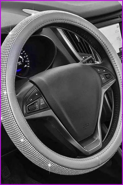 Bling Bling Full Sparkly Rhinestone Universal Leather Car Steering Wheel Cover DE298 - Furdela