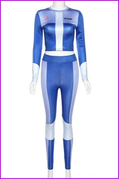 Blue Yoga Sets Fitness Gym Jumpsuit F654 - Furdela