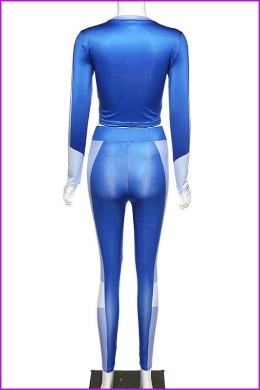 Blue Yoga Sets Fitness Gym Jumpsuit F654 - Furdela