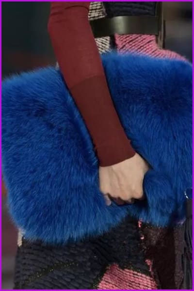 Blue/Grey/Purple Fluffy Faux Fur Hand Bag F395 - Furdela