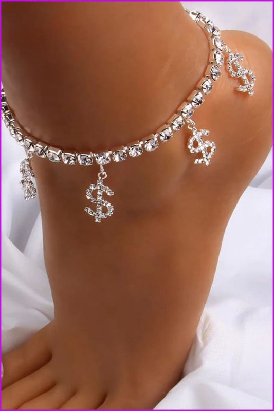 Boho "S" Shape Circle Chain Dollar Anklet F1943 - Furdela