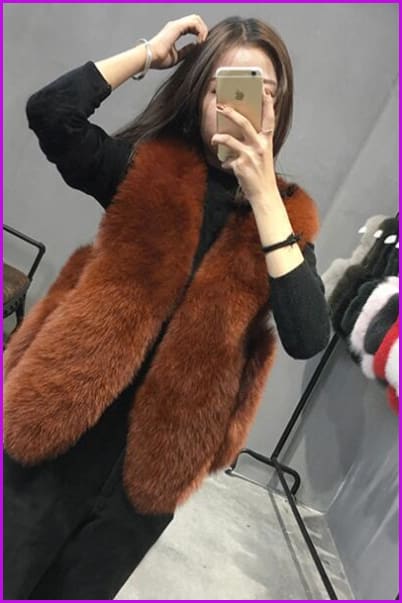 Brown Fox Fur Gilet 45CM DO1543 - Furdela