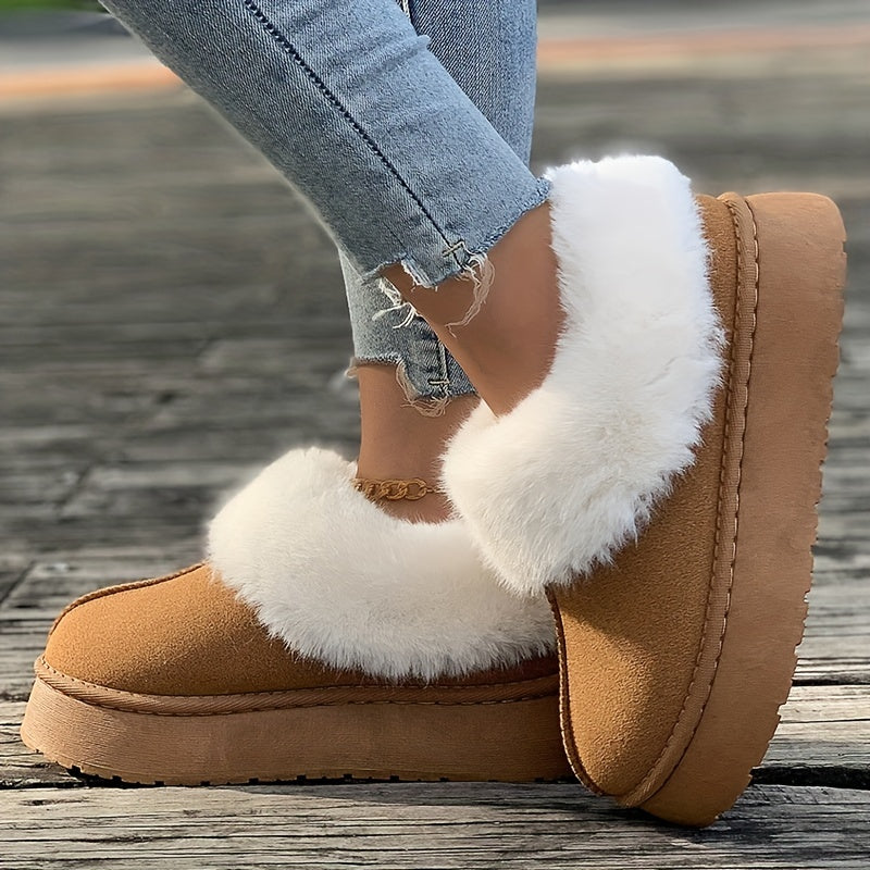 Fall Aesthetic Thermal Plush Lined Furry Snow Boots RG6710 Furdela