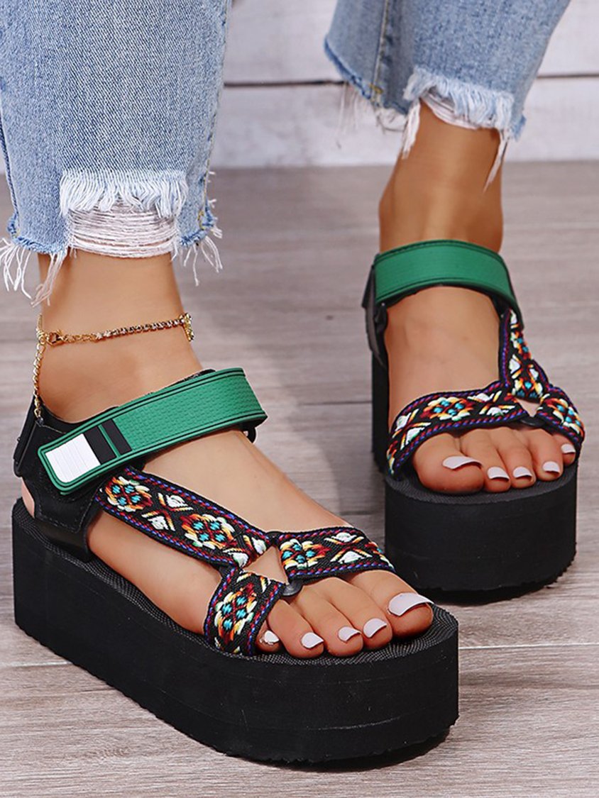 Ethnic Web Platform Sandals CC13