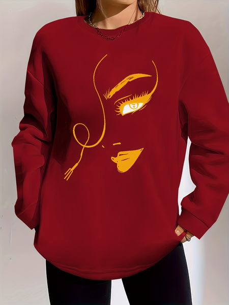 Graphic Print Pullover Sweatshirt FG3549 Furdela