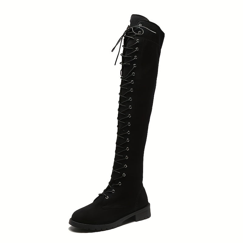 Women's Chunky Low Heel Over The Knee Boots BY6512 Furdela