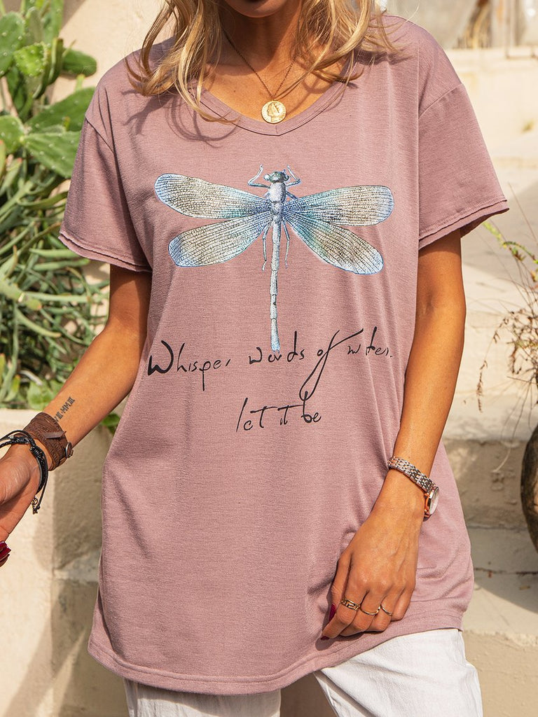 Butterfly V Neck Casual T-shirt ap43