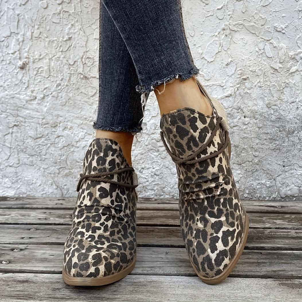 Women's Leopard Print Ankle Boots TJ8741 Furdela