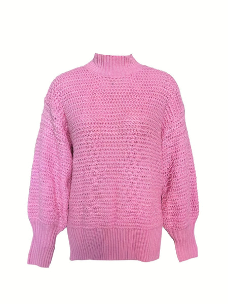 Solid Mock Neck Chunky Knit Sweater EY8521 Furdela