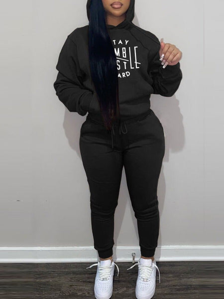 Hooded Collar Kangaroo Pocket Tracksuit Set AR50106