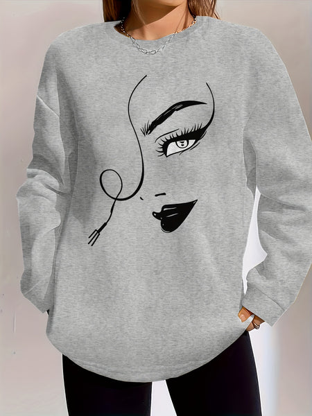 Graphic Print Pullover Sweatshirt FG3549 Furdela