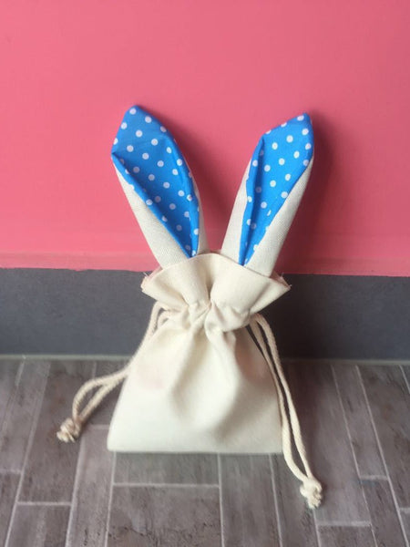 Easter Bunny Ears Canvas Storage Drawstring Bag AA59
